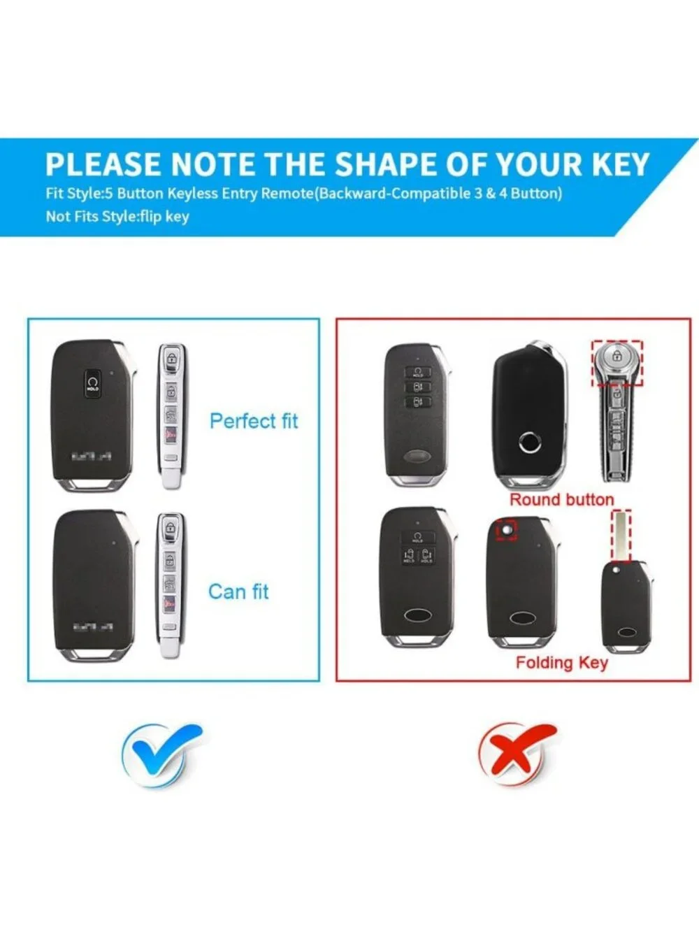 Stylish Key Fob Cover with Keychain - Durable Car Key Case for Kia Models
